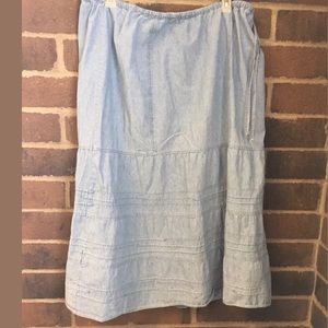 Plus Size Chambray Tiered Skirt Modest 22W